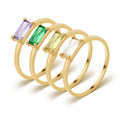 Latest 18K Gold Plated Stainless Steel Jewelry Multicolor Waterproof Square Zircon Band Rings for Women Accessories Ring R244226