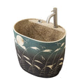 Jingdezhen Hand Painted Wholesale  Balcony Commercial Modern Bathroom Mop Sink Basin Green Ceramic Mop Pool  For Floor Cleaning