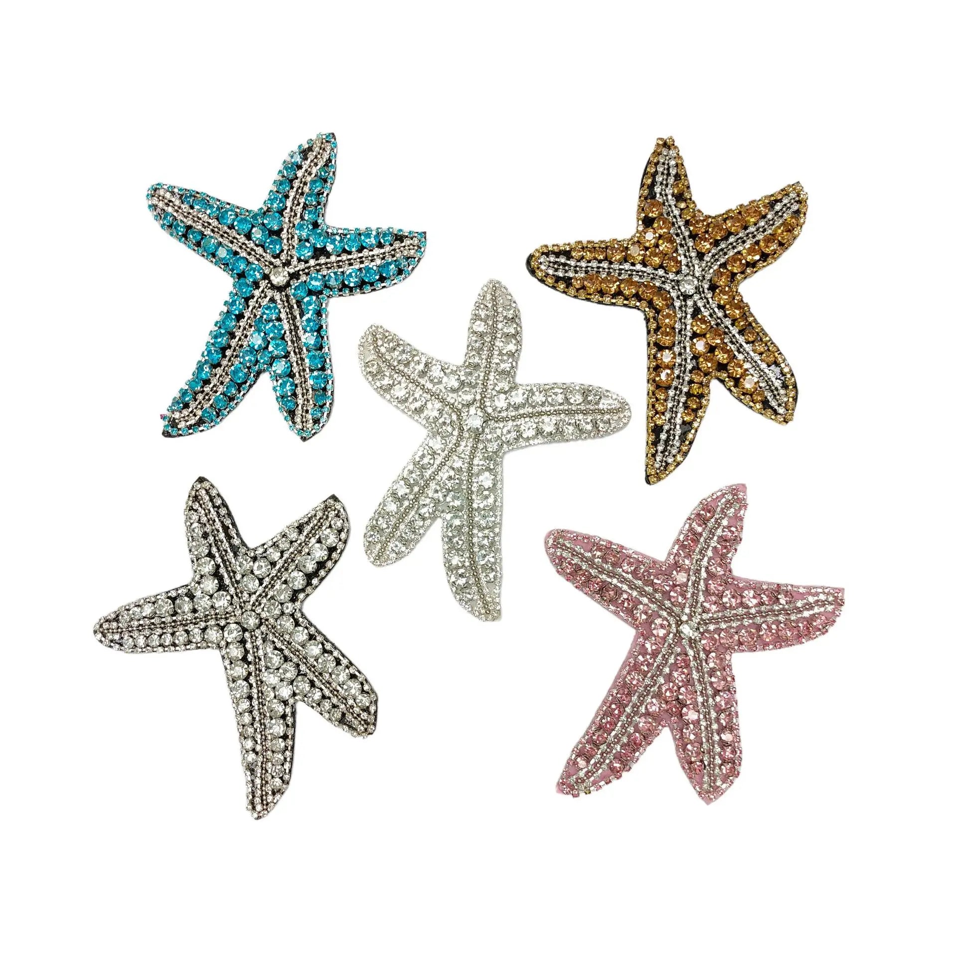 Handmade Beaded Diamond Starfish Cloth Patch a Large Number of Spot Clothing Accessories Accessories Patch DIY