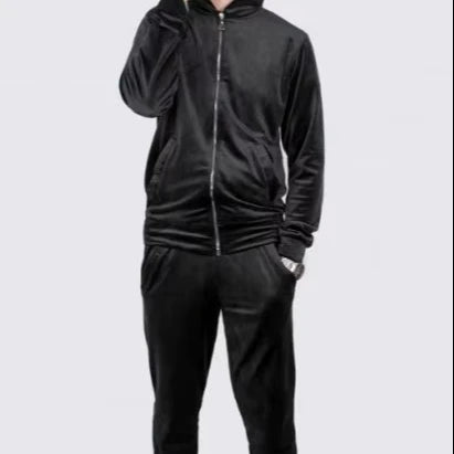 New Casual Winter Thermal Organic Cotton Men's Denim Tracksuit Two-Piece Set