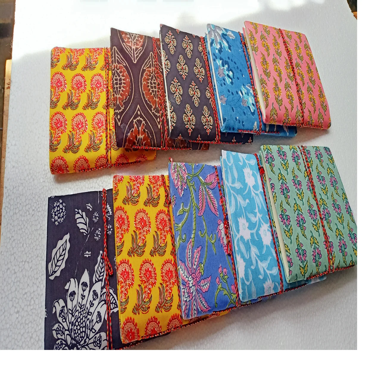 Custom Made Block Printed Fabric & Paper Cotton Journals Portable Handmade Notebooks in Assorted Sizes