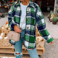 Spring-Autumn Fashion Loose Ladies' Checked Collared Coat / Plaid Shirt - Classic Check Pattern for Street Style