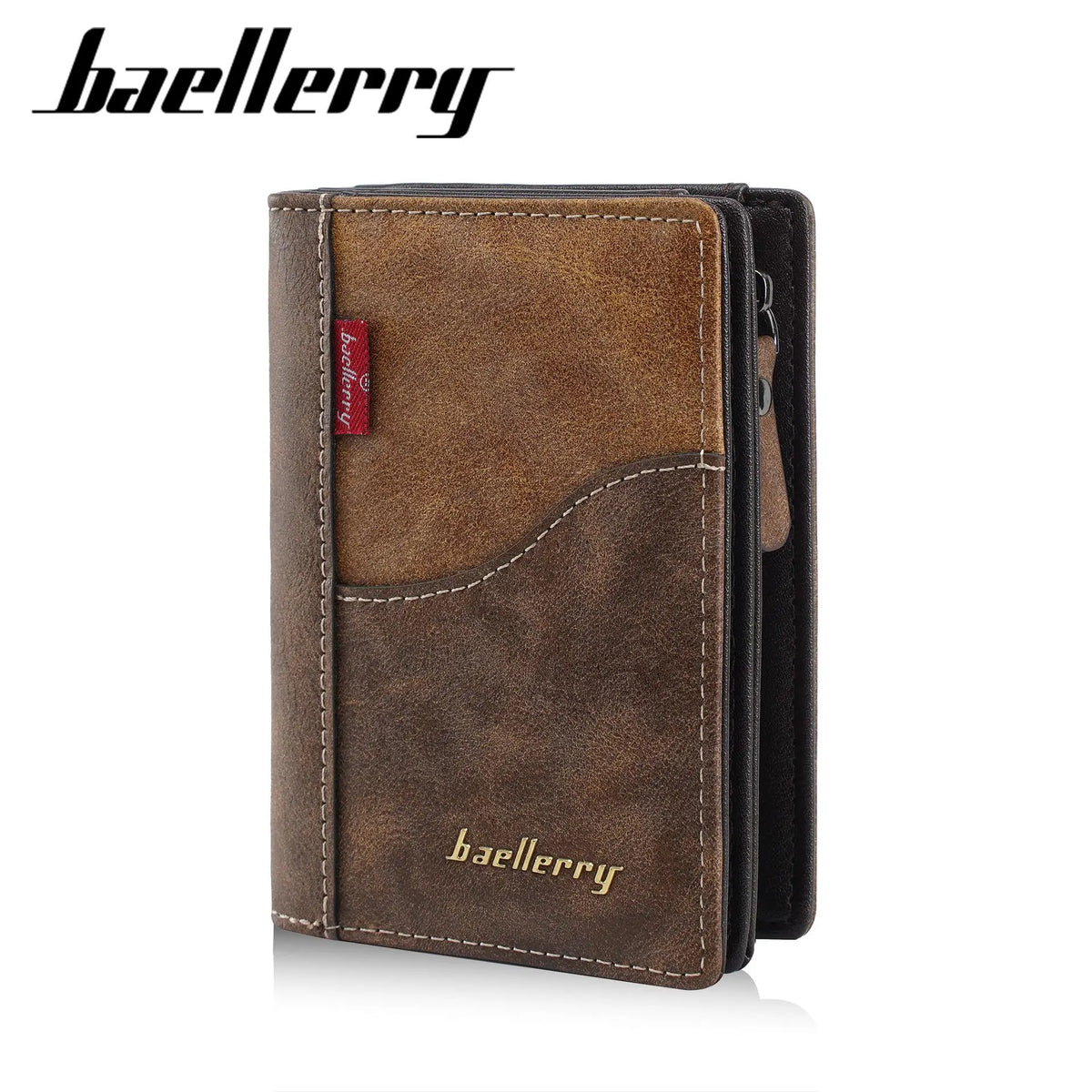 Baellerry New Men's Short Wallet with a High-end Feel Retro Contrasting Color Zipper Wallet Business Zipper Card Bag MegaBDM