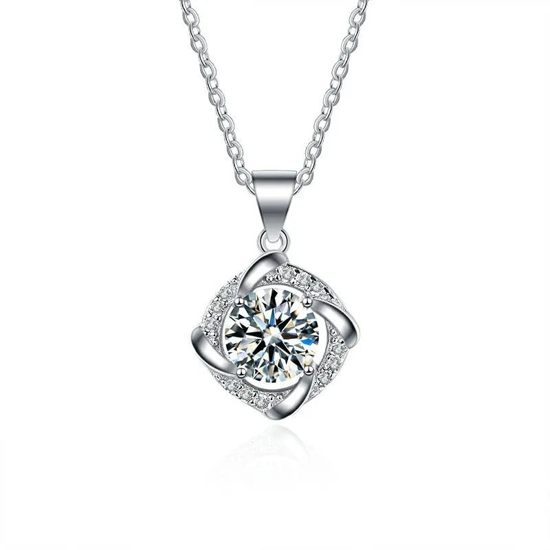 S925 Silver Windmill Moissanite Pendant Female Clavicle Chain Sterling Silver