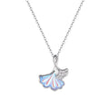 New 925 Sterling Silver Ginkgo Leaf Micro Inlaid Zircon Women's Necklace Simple Moonstone Pendant Clavicle Chain