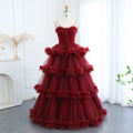 Jancember SF049 Traditional Burgundy Off Shoulder Cake Evening Prom Dresses