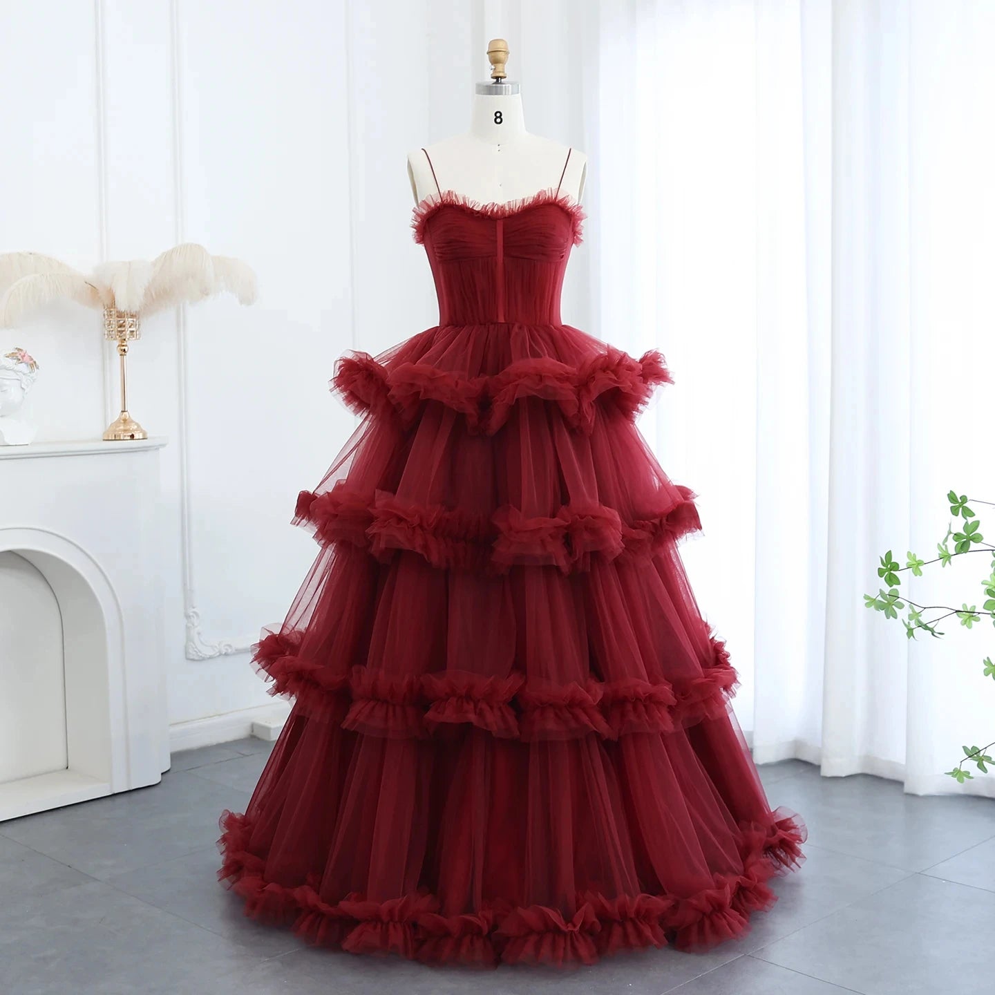 Jancember SF049 Traditional Burgundy Off Shoulder Cake Evening Prom Dresses