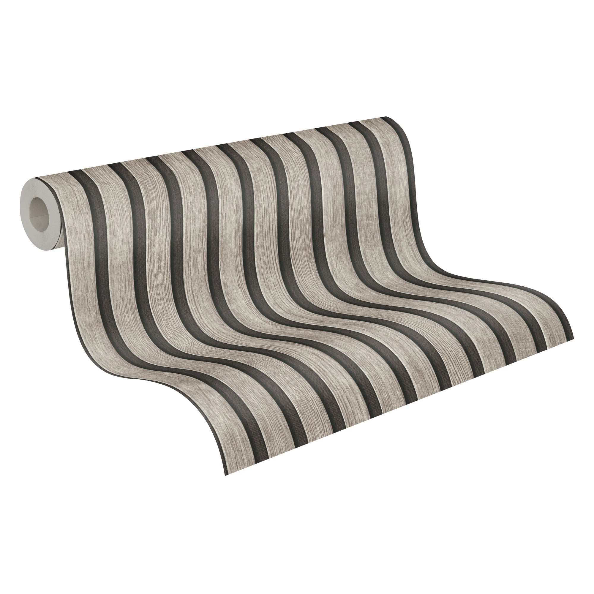Modern German-Made Wood Look Non-Woven Vinyl Acoustic Panel Wallpaper Smoke-Proof Grey Black Rolls 10.05 X 0.53m Hotels Kitchen