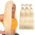 613 Blonde Straight Silky Remy Human Hair Weaving Extension 100% Chinese Virgin 95G 1Bundle Super Double Drawn Ends Machine Perm