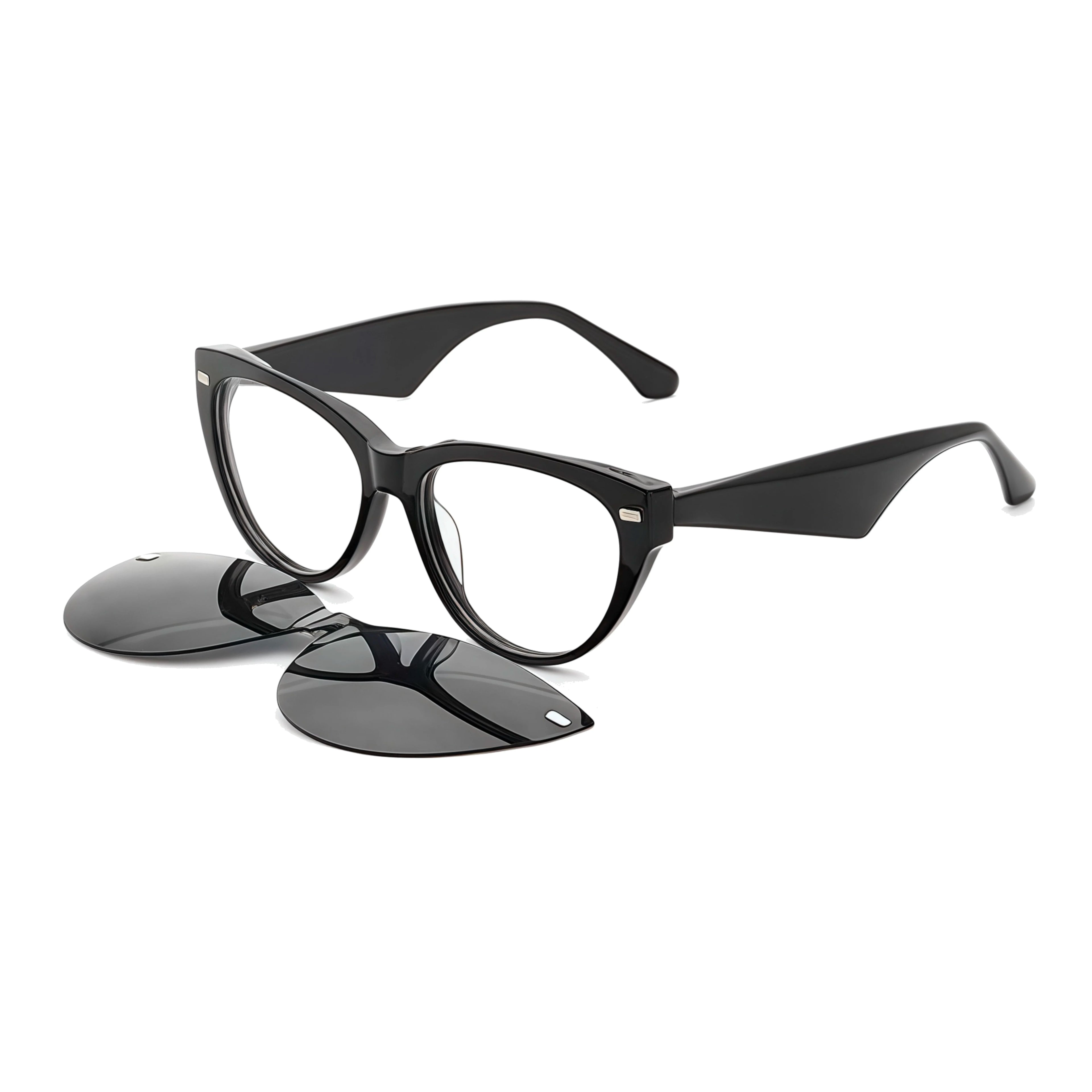 Acetate Frame +TAC Clip-On Polarized Full Rim Unisex Fashion Sunglasses Comfortable Multi-Color Day-Night Use Retro Square