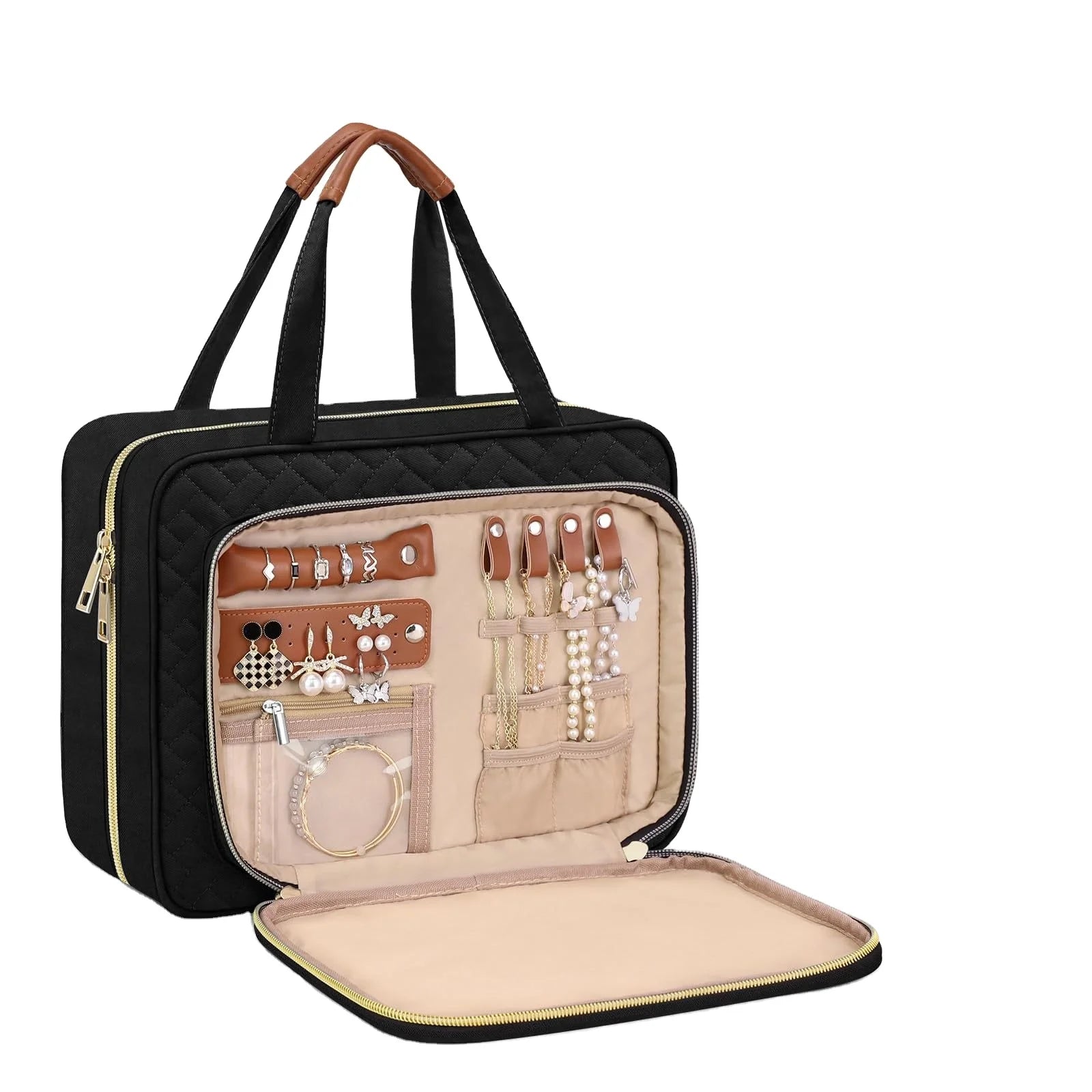 Large Capacity Ladies Fashionable Waterproof Makeup Bag Hanging for Toiletry Organizer Zipper Closure for Simple Travel Storage