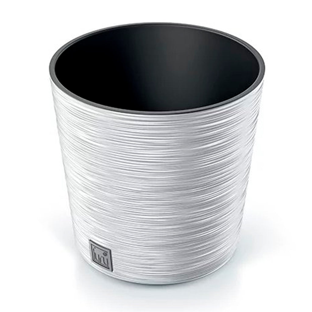 White flower pot with reservoir FURU collection 25 x 25 x 24.7 cm capacity of 7.5 L.