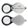 10X Hasting Jewelry Loupe Pocket-size Portable Triplet Lens Stainless Steel Body Foldaway Design