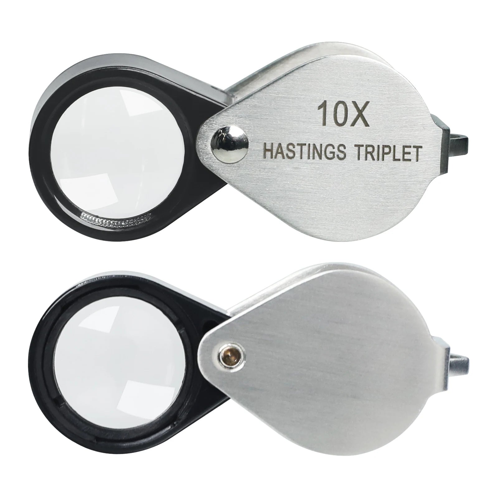 10X Hasting Jewelry Loupe Pocket-size Portable Triplet Lens Stainless Steel Body Foldaway Design