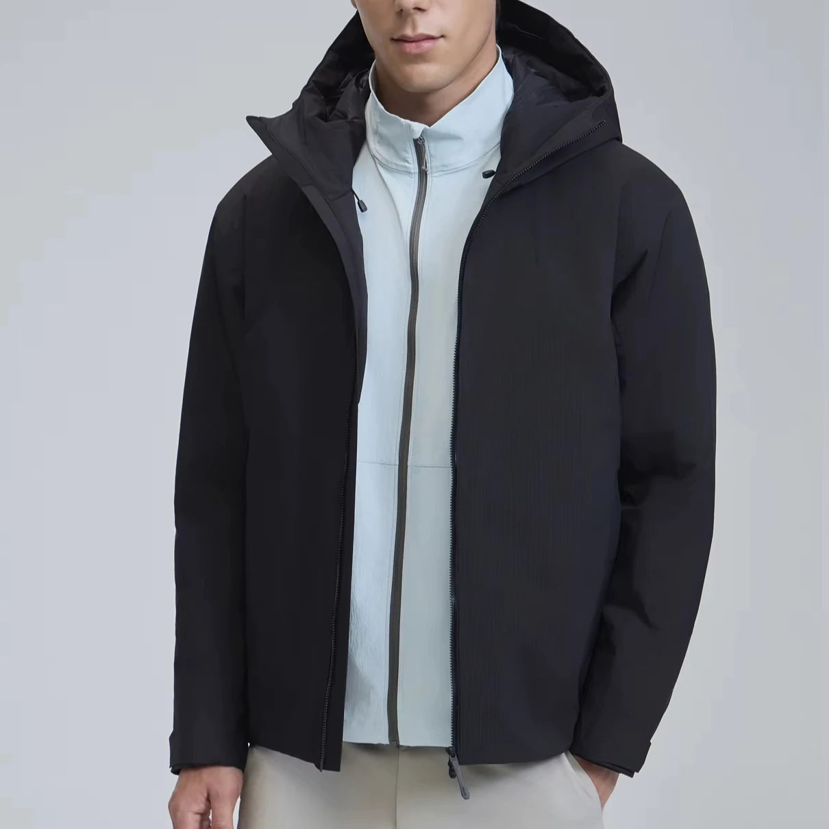 Men's Slim Fit Stand-Up Collar Full Zipper Polyester Windbreaker Jacket on Sale for Winter Outdoor Sports