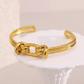 Dreamshow Multi-layered Twisted Cuff Bangle Minimalist Gold Plated Jewelry Stainless Steel Cuff Bangle