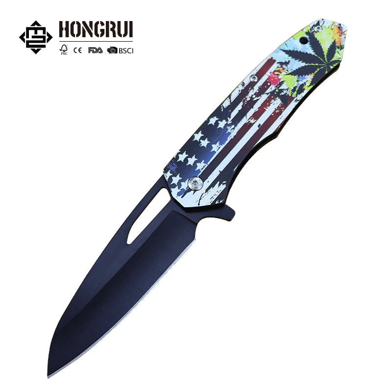 Hongrui New Desgin 3D PrintingStainless Steel Handle Hunting Folding Knife Good Quality Survival Knife 3cr13 Stainless Steel