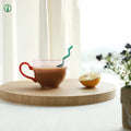 New Design Color Blocking Glass Coffee Cups Custom Heat Resistant Pink Yellow Glass Tea Cup Dishwasher Safe Glass Coffee Mug