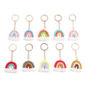 Rainbow Key Chains Macrame Weaving Rainbow Tassel Boho Key Chain Key Rings for Women Bag Wallet Purse Charm Decoration Pendant