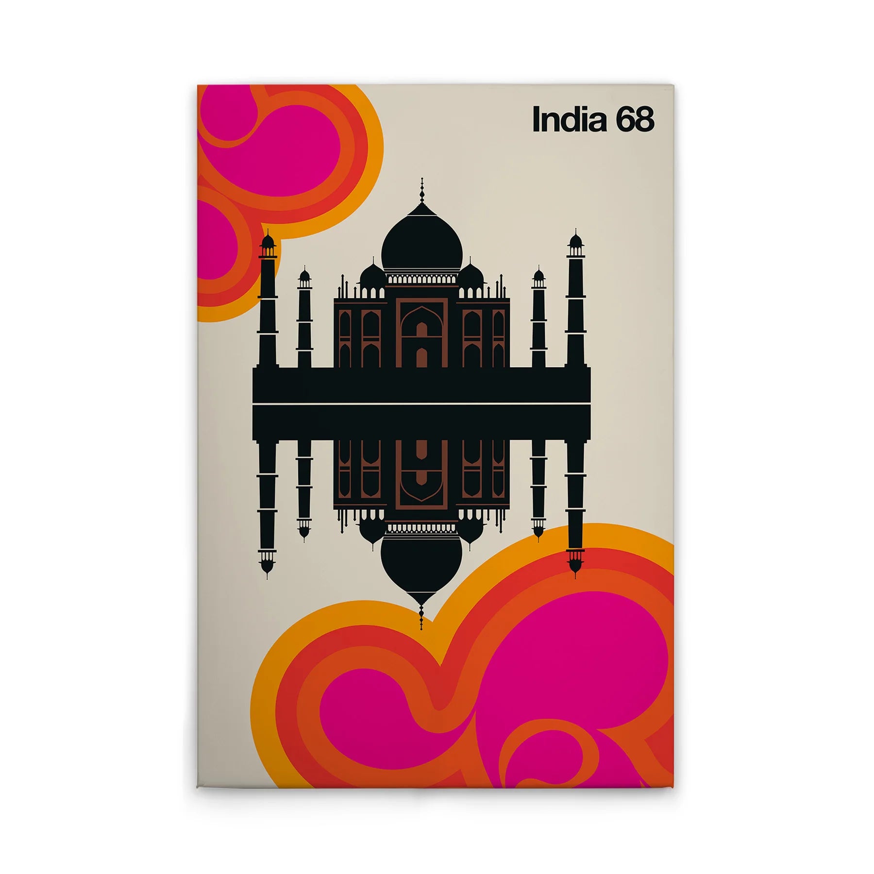 Made In Germany - Home Decor Canvas Picture Retro India - Wall Mural In Cream And Black - Canvas Picture On Stretcher Frame