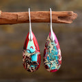 Fashion Classic Trend Women Natural Stone Gemstone Water Drop EarringsImperial Jasper Teardrop Earrings Jewelry