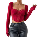 Burgundy corset with long sleeves size L