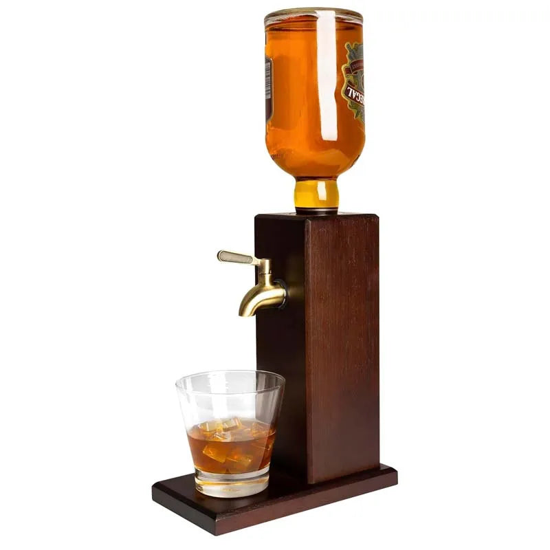 Home bar Countertop Liquor Dispenser - Wooden Whiskey Dispenser with Food-safe All-metal Valve - Bourbon Decanter and Whiskey