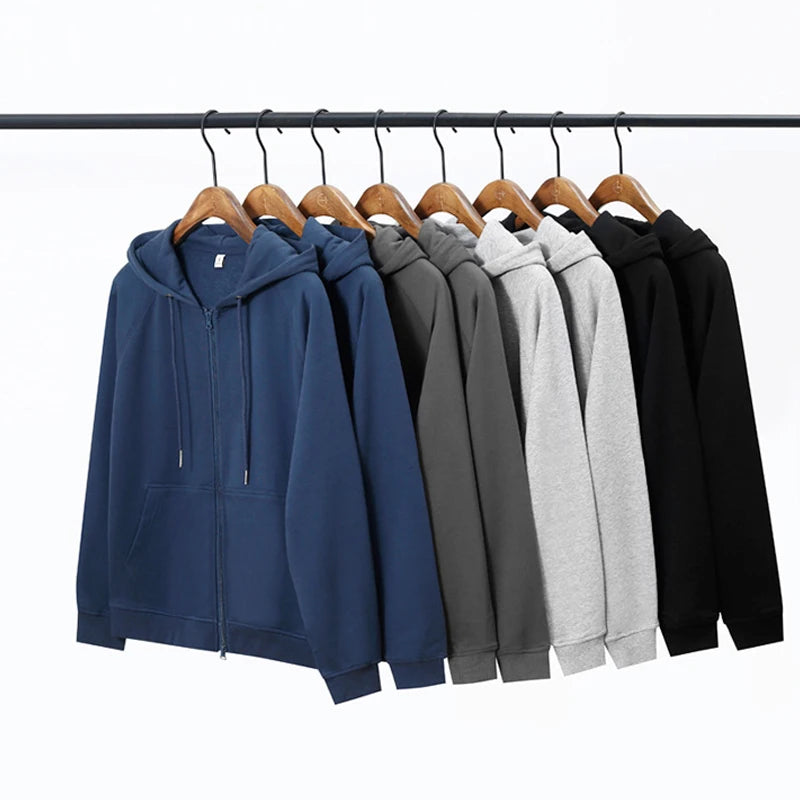 Unisex Cotton Polyester Oversized Drop Shoulder Custom Logo Printing Embroidery Sweatshirts Hoodies With Zipper