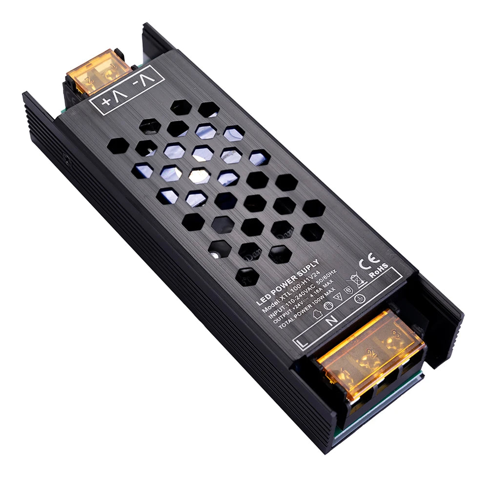 XTLG 150W Indoor Slim Strip Light AC DC CCTV Camera with 24V Power Supply DIP Switch Black Switching Power for LED Lighting