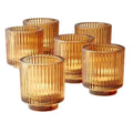 Wholesale Amber Color Ribbed Glass Candle Vessels