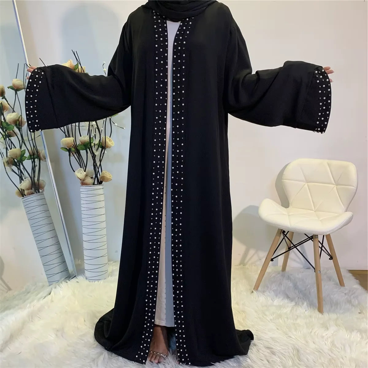 A Set of Stylish and Elegant Abaya with Rhinestones Suitable for Women's Daily Wear