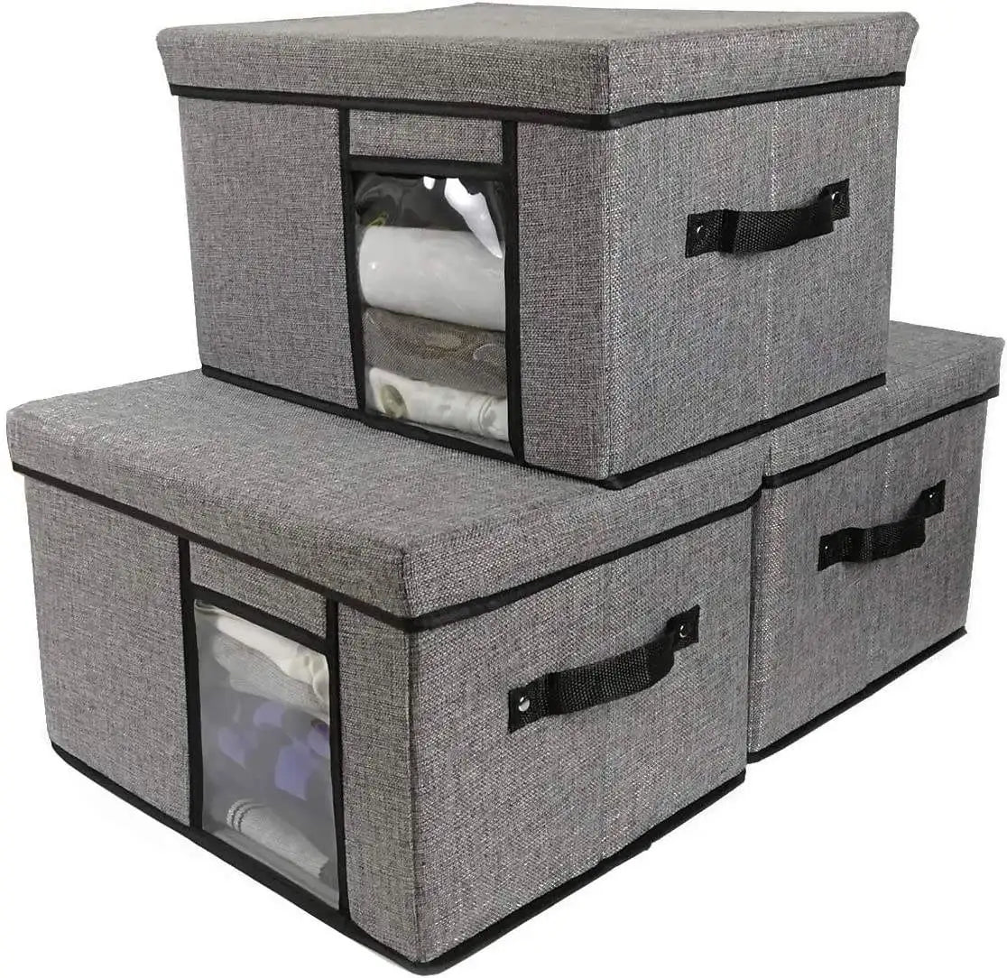 Raytop Fabric Storage Bins Clothes Kids Toy Foldable Underbed Storage Bag Storage Organizer Box With Lid