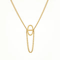 PVD 18K Gold Plated Stainless Steel Jewelry Oval Branch Leaf Shaped Long Chain Tassel Waterproof for Woman Necklace P243488 MegaBDM