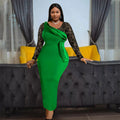 Folds Patchwork Spring Lace Long Sleeve Ladies Evening Factory Dresses