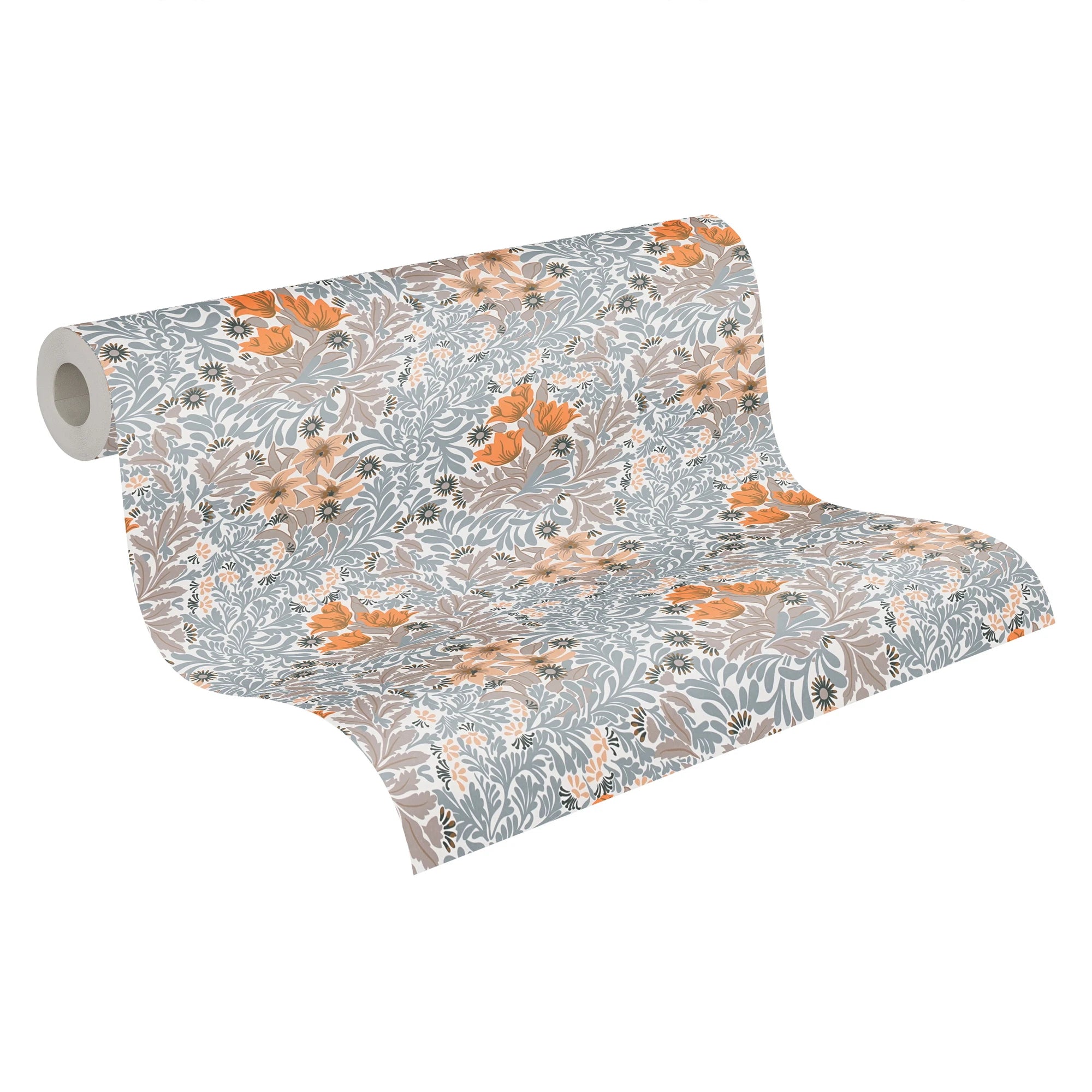 Made in Germany - Luxury Wallpaper rolls Flowers Grey Orange White Beige Non Woven Contract Wallpaper Florals - 1005 x 053 m