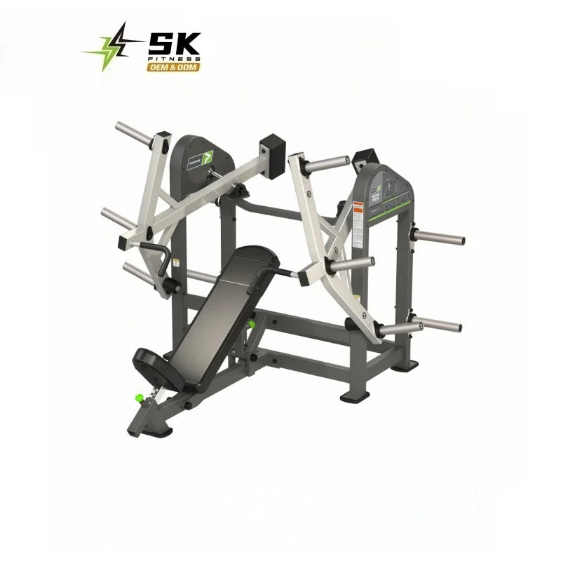 SK Commercial Gym Fitness Steel Safety Incline Chest Press Medium Loader Plate Loaded 200kg Capacity Durable Seated Chest Press