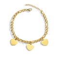 Waterproof 18K Gold Plated Blank Heart Charm Bracelets Custom Engraved Heart Bracelet Fashion Jewelry Blanks for Laser Engraving