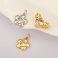 QIKU Flower and Heart Charms Wholesale | Zircon Flower Charm Metal Heart Charm for DIY Jewelry Making | Bulk Charms