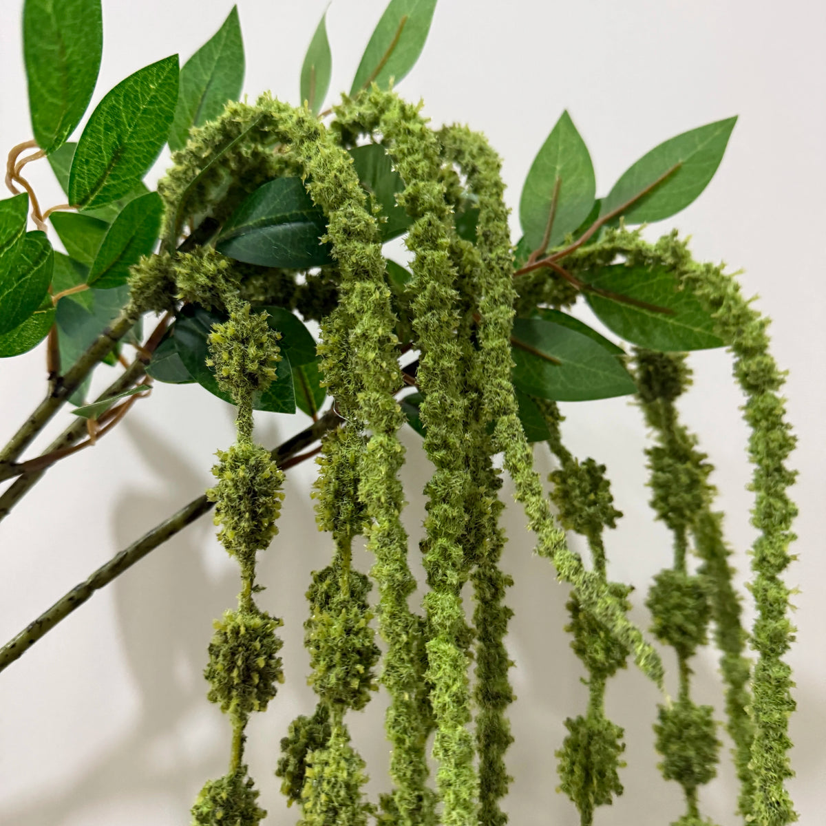 Wholesale Artificial Green Hanging Amaranthus Flowers 4 Forks Flocking Craft Artificial Flower Wholesale for Wedding Decoration MegaBDM
