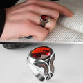 Wholesale Azuris VALKH1210 925 Sterling Silver Men's Ring with Natural Agate Stone Handmade in Turkey