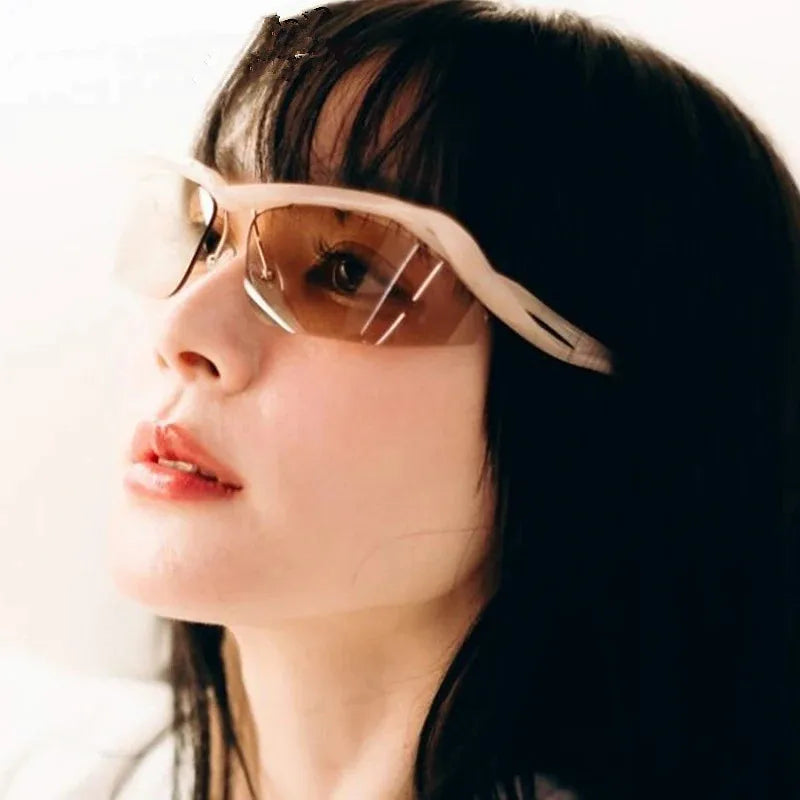 2025 Brand Designer Fashion Half Frame Sports Sun Glasses UV400 Shades Y2k Cat Eye Sunglasses for Men Women