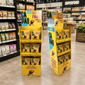 Custom Cardboard Floor Standing Display Unit FSDU for Fruit Smoothie Balls Healthy Snack Supermarket Promotion Display Stand