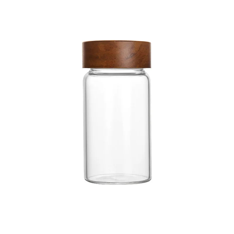 High Borosilicate Glass Jar Kitchen Organizer 280ml Transparent Food Storage Glass Jar with Bamboo Lid