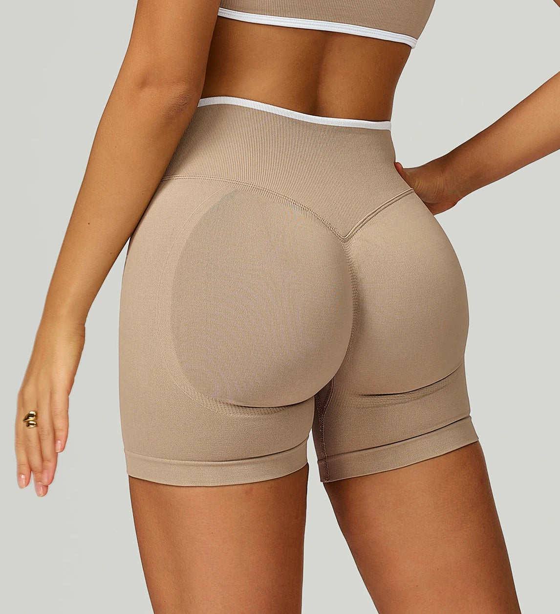 GC  Contrast Color Shorts Hemming High Waist Skinny Sports Running Fitness Shorts Seamless Yoga Shorts for Women YG299