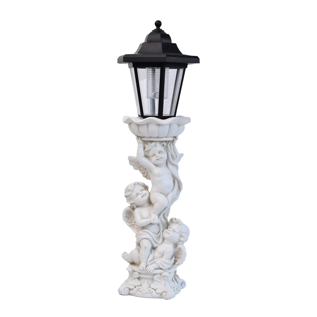 Solar Powered Cherub Angel Garden Lantern Outdoor Decorative Resin Statue Light for Patio Lawn Yard Garden Decor MegaBDM