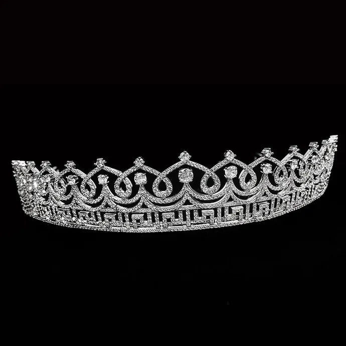 Wholesale JR Brand Women's Large Brass Crystal Headband Bridal Crowns for Queens Wedding