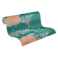 Made Germany-Wallpaper Rolls Forest Petrol Orange Green-Non Woven Vinyl-Floral Pattern-Abrasion-Resistant Room Hotel