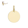 FJ Fallon Fashion Jewelry Plain Petal Disc Pendant Plated in 14K Gold Brass Based