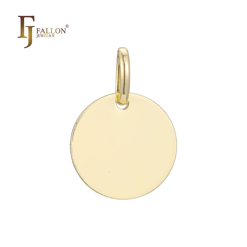 FJ Fallon Fashion Jewelry Plain Petal Disc Pendant Plated in 14K Gold Brass Based