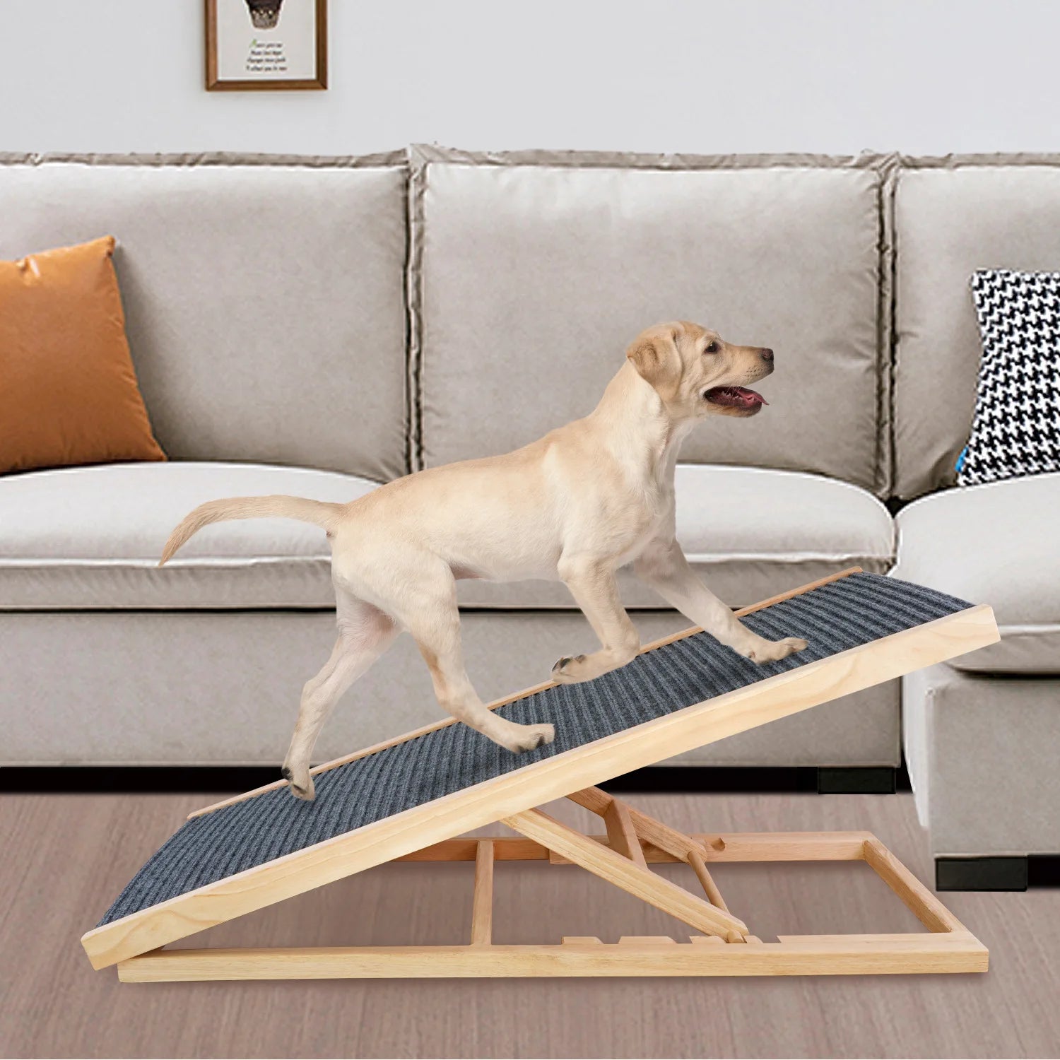 Solid Wood Adjustable Eco-friendly Dog Ladder Sofa Anti-slip Ramp for Outdoor Use
